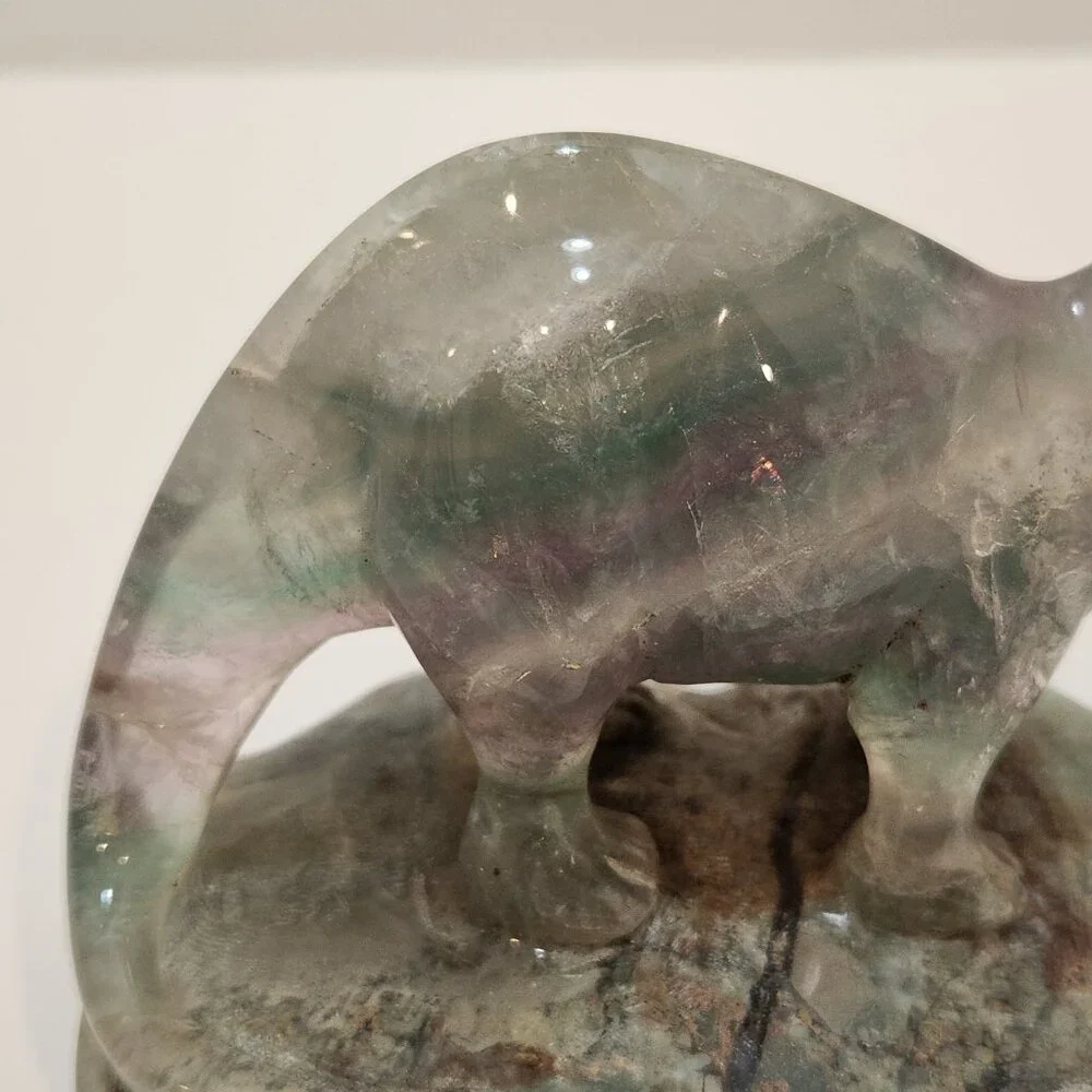 Hand Carved Fluorite Crystal Dinosaur Figurine - Picture 6 of 10